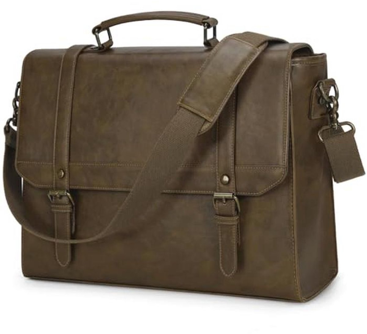 Waterdichte aktetas voor heren 15,6 inch laptop met vintage ontwerp