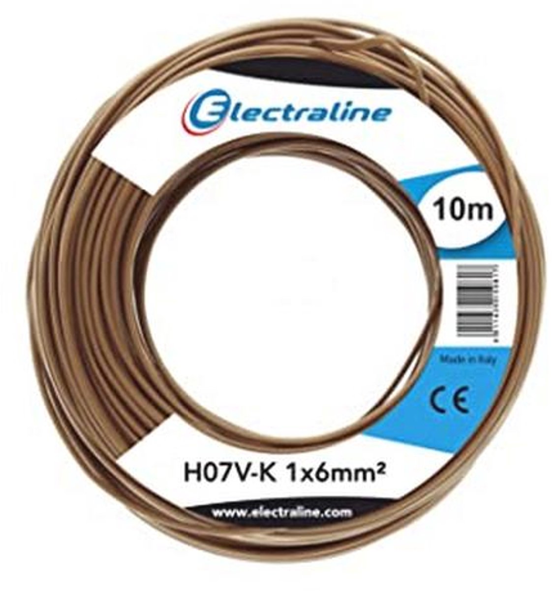 Kabelrol 1x6 mm² 10 m Bruin