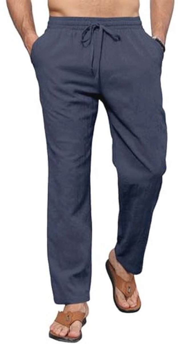 Linnen strandbroek voor heren - Casual zomerbroek met trekkoord en losse pasvorm