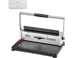 VEVOR Spiraalbindapparaat, Handmatige Bookmaker 34 Gaats Binding 120 Vellen, Punch Binder met Verstelbare 3/16 - 9/16 Inch Spiraalbindende Rug En Zijmarge, voor Letterformaat, A4, A5