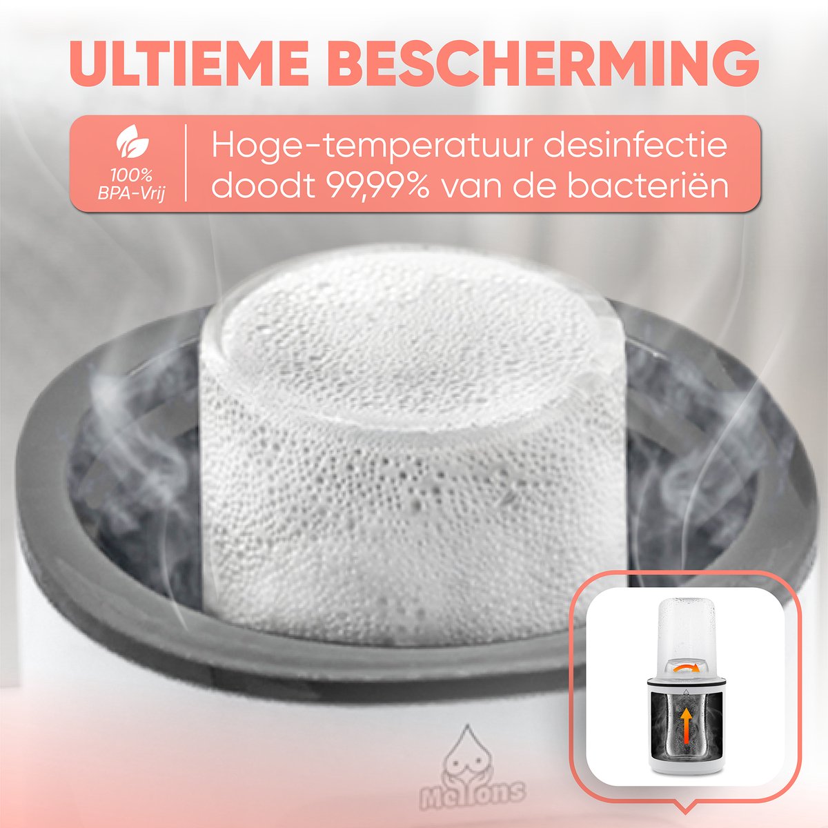 Mellons Flessenwarmer - Fles verwarmer 37°C tot 80°C thumbnail 4