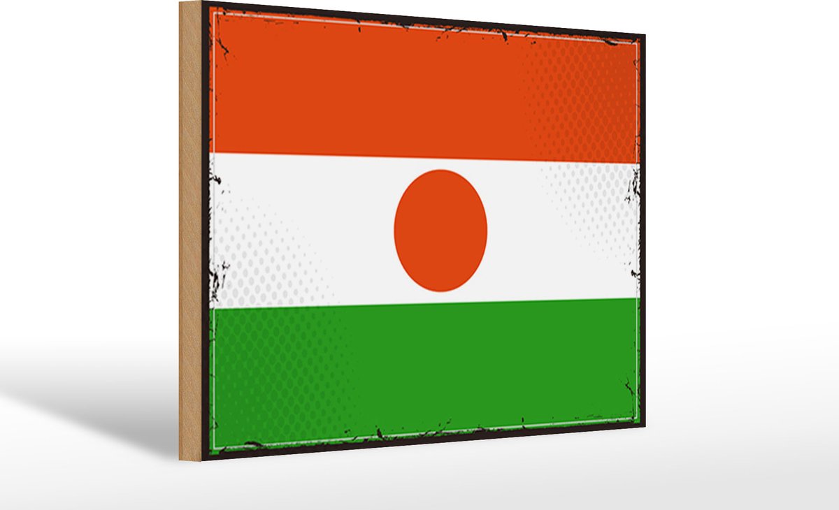 Holzschild Flagge Nigers 30x20cm Retro Flag of Niger