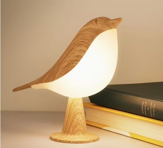 Foto: Kleine bureaulamp vogel lamp met 3 kleuren sensor draadloze kinderlamp met oplaadbare verlichting