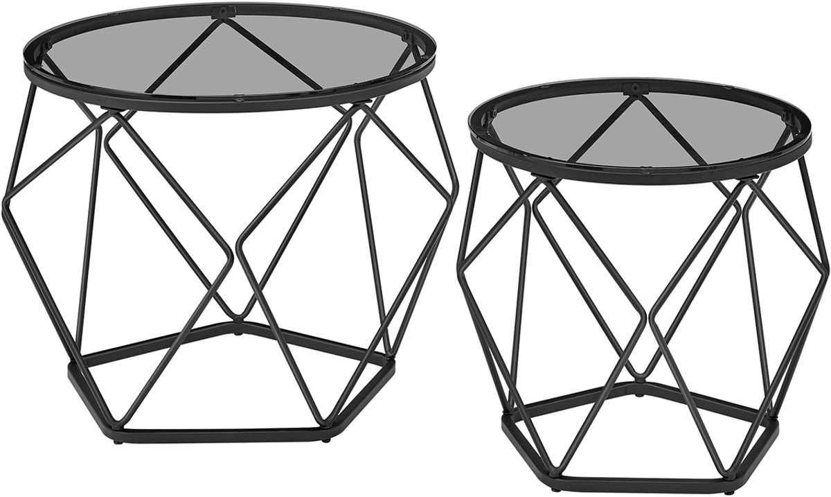 Woonkamertafelset – Set van 2 – Modern – Leigrijs/Inktzwart