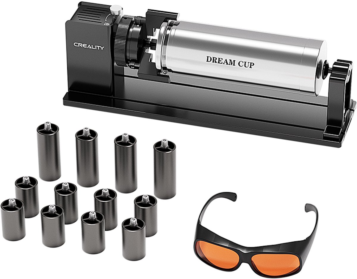 Creality Rotary Roller Pro Kit - voor Falcon A1 10W Lasergraveermachine - met Veiligheidsbril en Hefmechanisme - Multifunctionele Verstelbare Roller - Laser Rotatieroller - Accessoires voor Laser Graveermachine