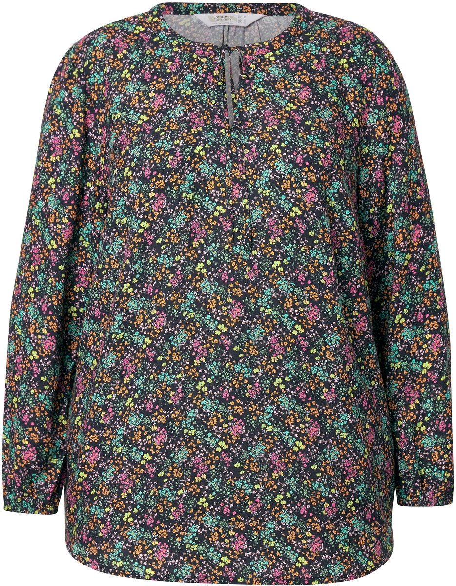 Angel of Style - Dames - Blouse bloemenprint lange mouwen - Zwart - Maat 56