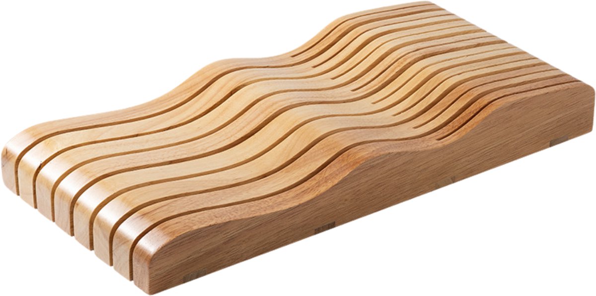 House of Husk Messenblok voor Lade Groot - Houten Messen Houder - Messenrek - Messen Organiser - Rubberhout - Tot 15 Messen