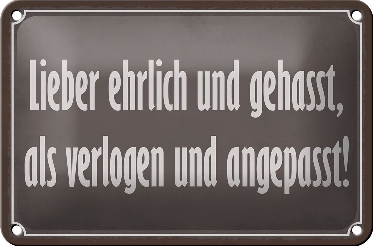 Blechschild Spruch 18x12cm lieber ehrlich und gehasst als