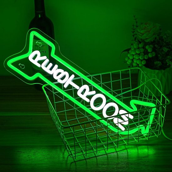 Daity 1 Pack - Badkamer neonlicht, wanddecoratie, toilet neon pijl LED neonbord, badkamer LED-bord, geschikt voor badkamers, hotels, bars (43*16cm) van Daity — afbeelding 2