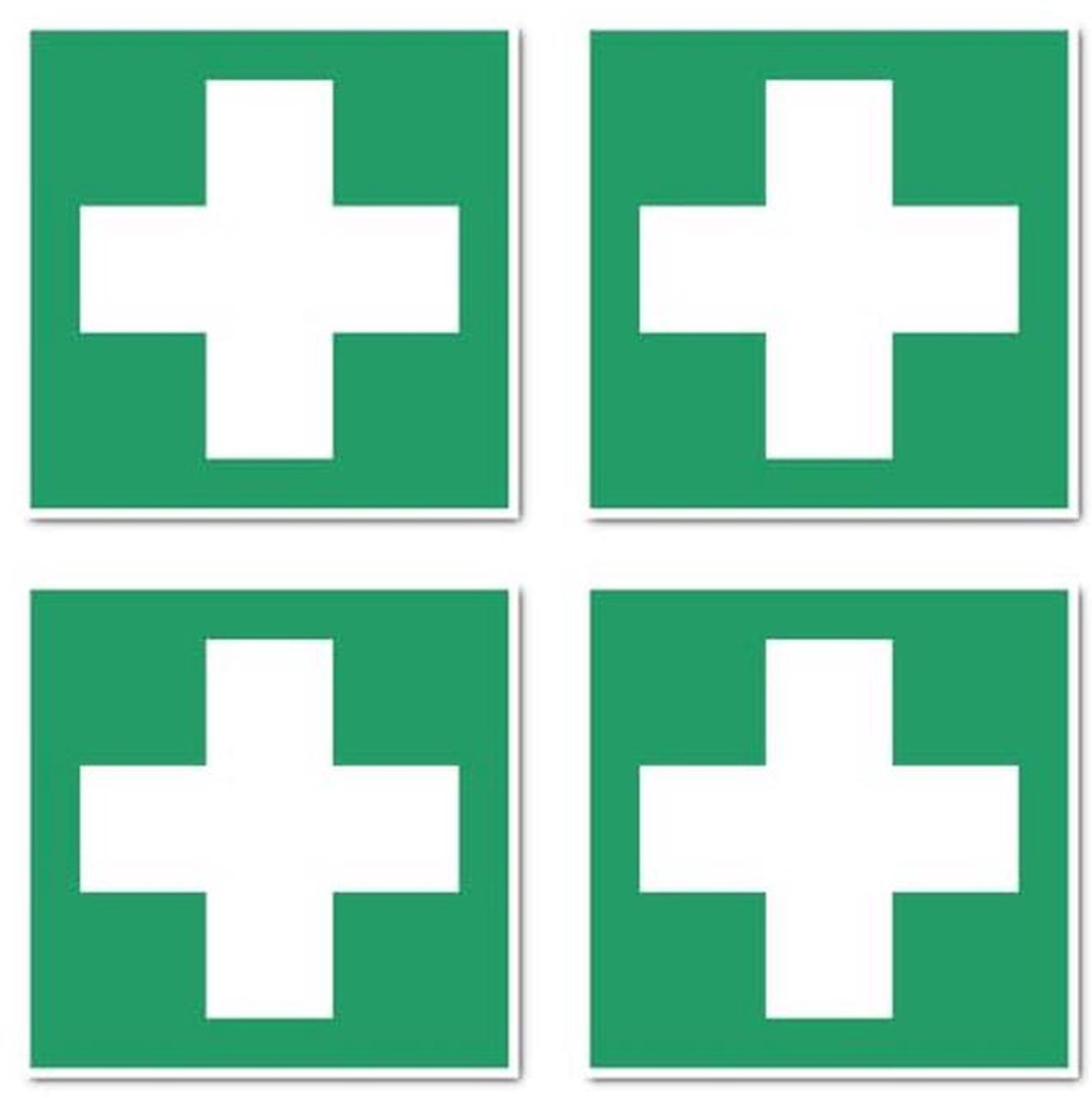 Eerste hulp reddingstekens - DIN EN ISO 7010 / ASR A1.3 - 10 cm stickers (4 stuks)
