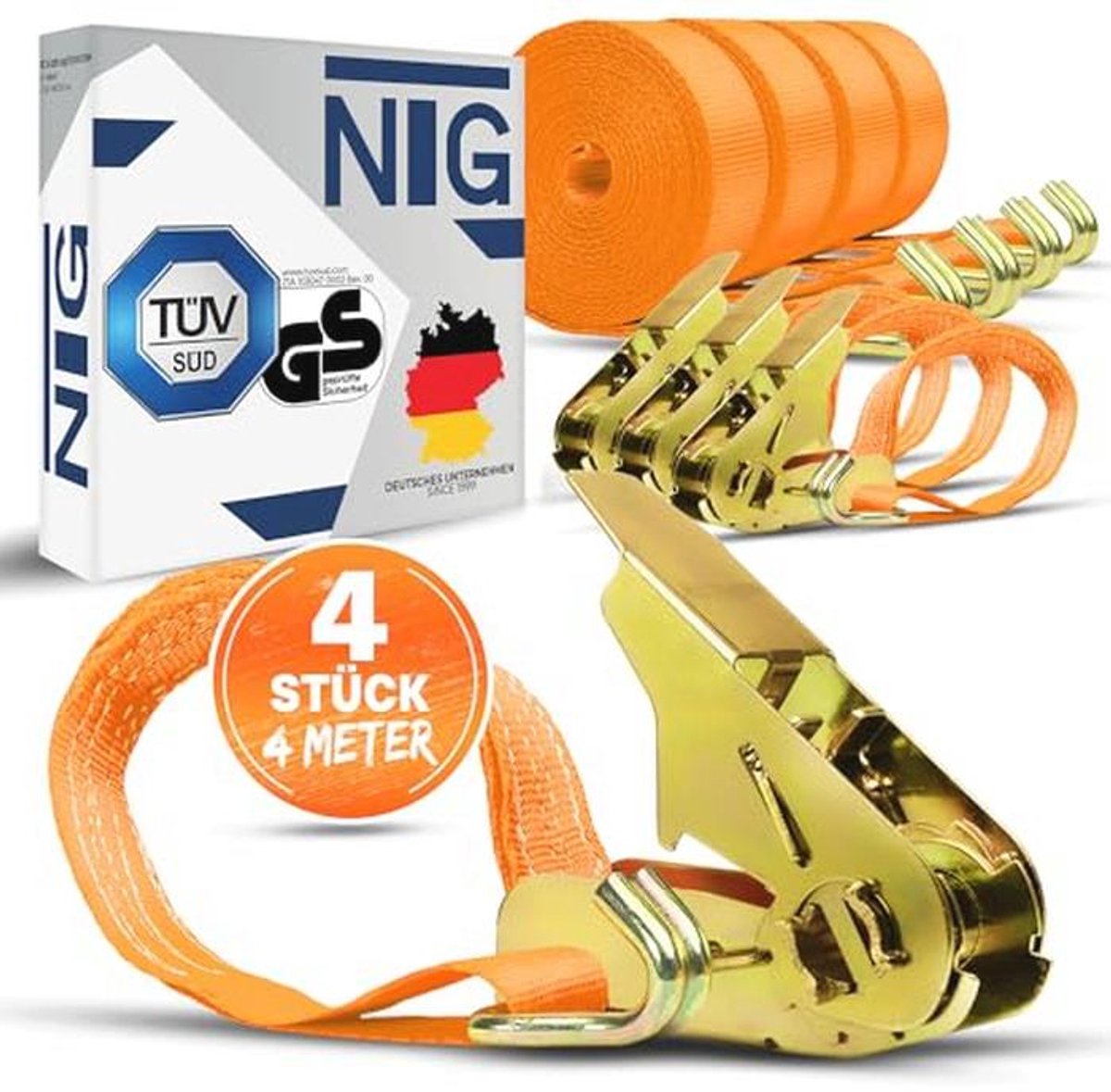 Tension Strap 800 kg daN - 4 Meter Lashing Belt Set van 2 Stuks