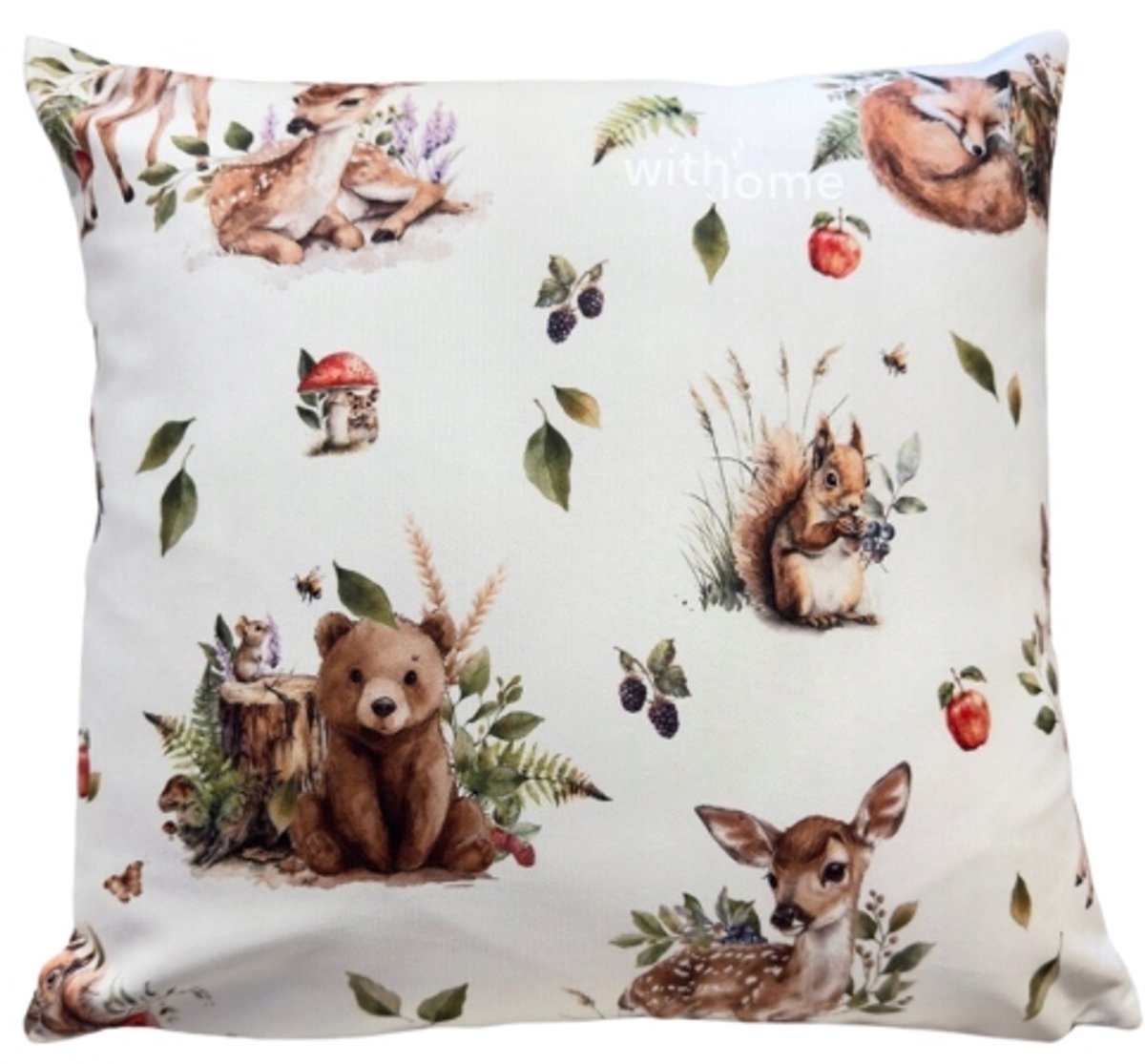 Decoratieve fluwelen kussensloop kinderkamer - Bosdieren 40x40cm