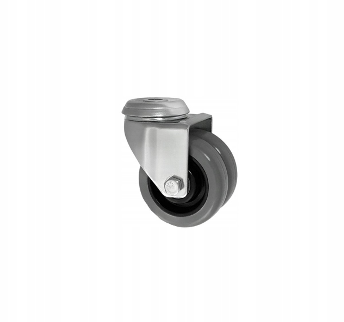 Möbelwiel Tandem 75mm TPU met Bevestigingsgat M77TPU2