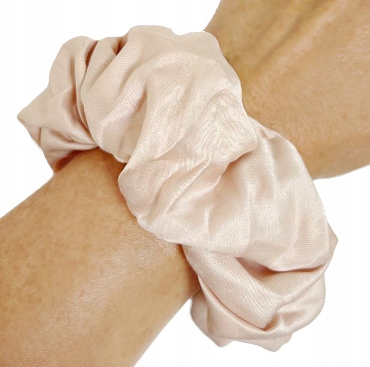 Grote Nude Satijnen Scrunchie Haarband - 12 cm