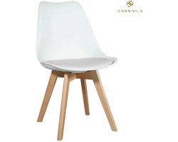 Sannaila - Set van 4 Eetkamerstoelen - Wit - Kuipstoel met H