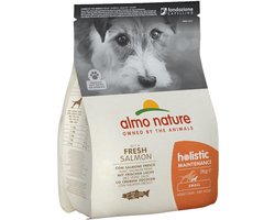 Almo Nature Hond Holistic Droogvoer voor Kleine Hondenrassen - Maintenance - Rundvlees, Kip, Zalm, Lam of Vette vis in 400gr of 2kg - Smaak: Zalm, Gewicht: 2kg