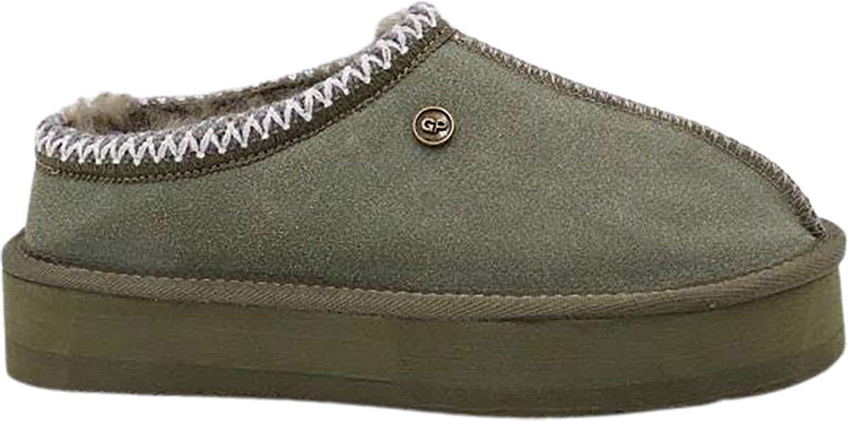 Gil Peterson - Dames – Echt suéde fashion boots met lage instap – Echte schapenwol voering – Khaki - 36