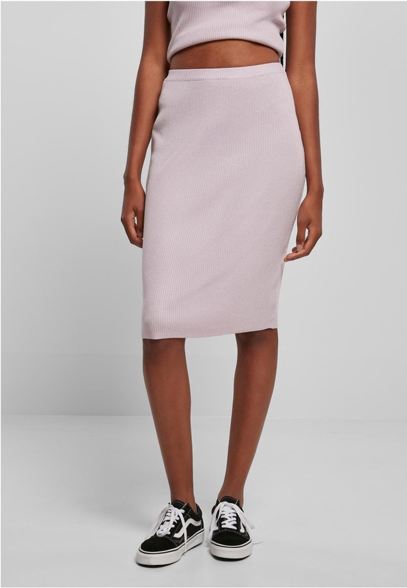 Urban Classics Rib Knit Midi Rok L Pastelpaars