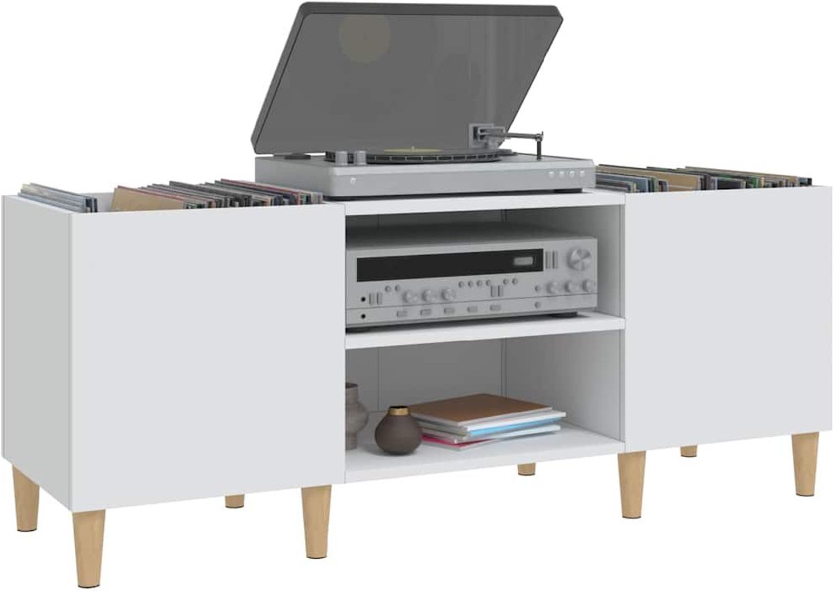 Platenspeler Meubel - LP-kast - Platenspelerkast - Draaitafelstandaard - Platenspelerstandaard - Vintage Displayplank - Wit