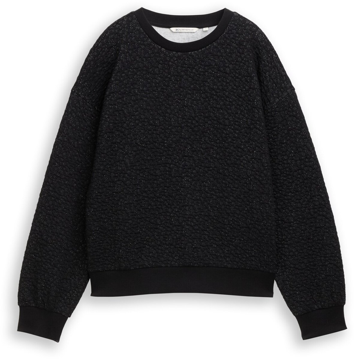 Tom Tailor Denim - Sweatshirt met glitter-effect - Maat XS - black glitter