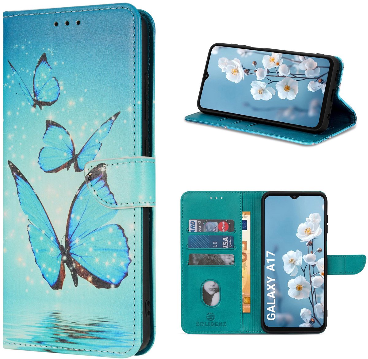Solidenz hoesje - Geschikt voor Samsung Galaxy A17 - Bookcase - Vlinders