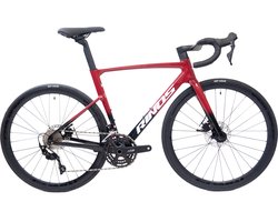 Rinos Odin3 Carbon Road - RaceFiets - met UCI Frameset - met SHIMANO 105 ST-R7000 - 22 versnellingen en schijfremmen - lichte fiets voor dames en heren - 700 x 40C - Zwart Rood M-54