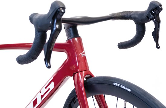 Rinos Odin3 Carbon Road - RaceFiets - met UCI Frameset - met SHIMANO 105 ST-R7000 - 22 versnellingen en schijfremmen - lichte fiets voor dames en heren - 700 x 40C - Zwart Rood M-54 van Rinos — afbeelding 2