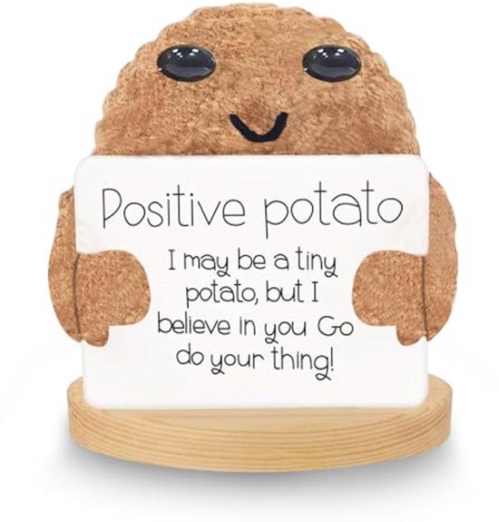 Positieve Aardappel Zakknuffel, grappige gebreide aardappel met