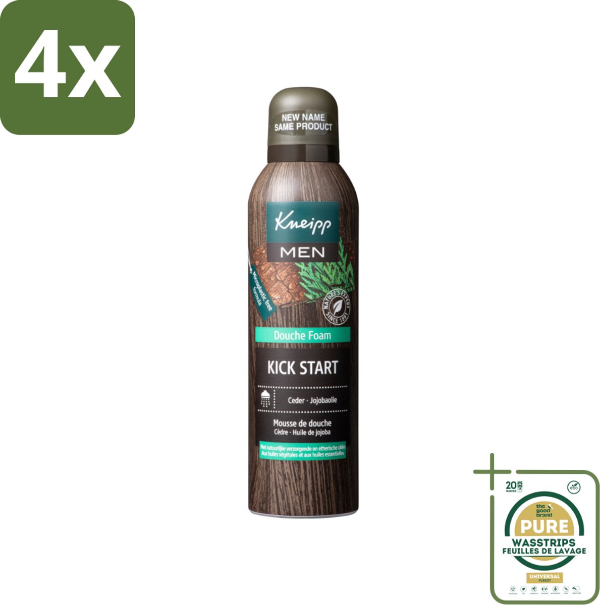 Kneipp Douche Foam Men 200 ml - Voordeelverpakking - 4 stuks - Jojobaolie - Vegan