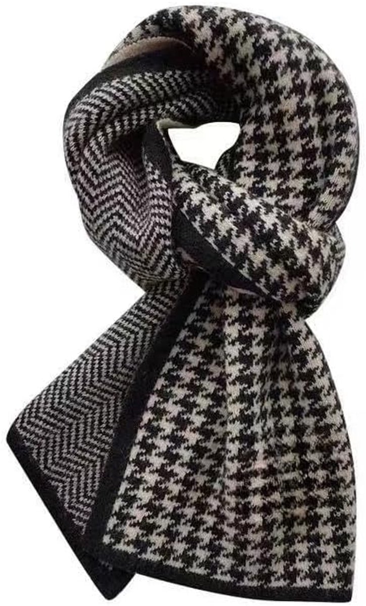 Sjaal - Herensjaal - Wintersjaal - Damessjaal - Ultralichte sjaal - Zacht en warm voor de winter - Cadeau voor hem - Zwart-wit - 160*20cm