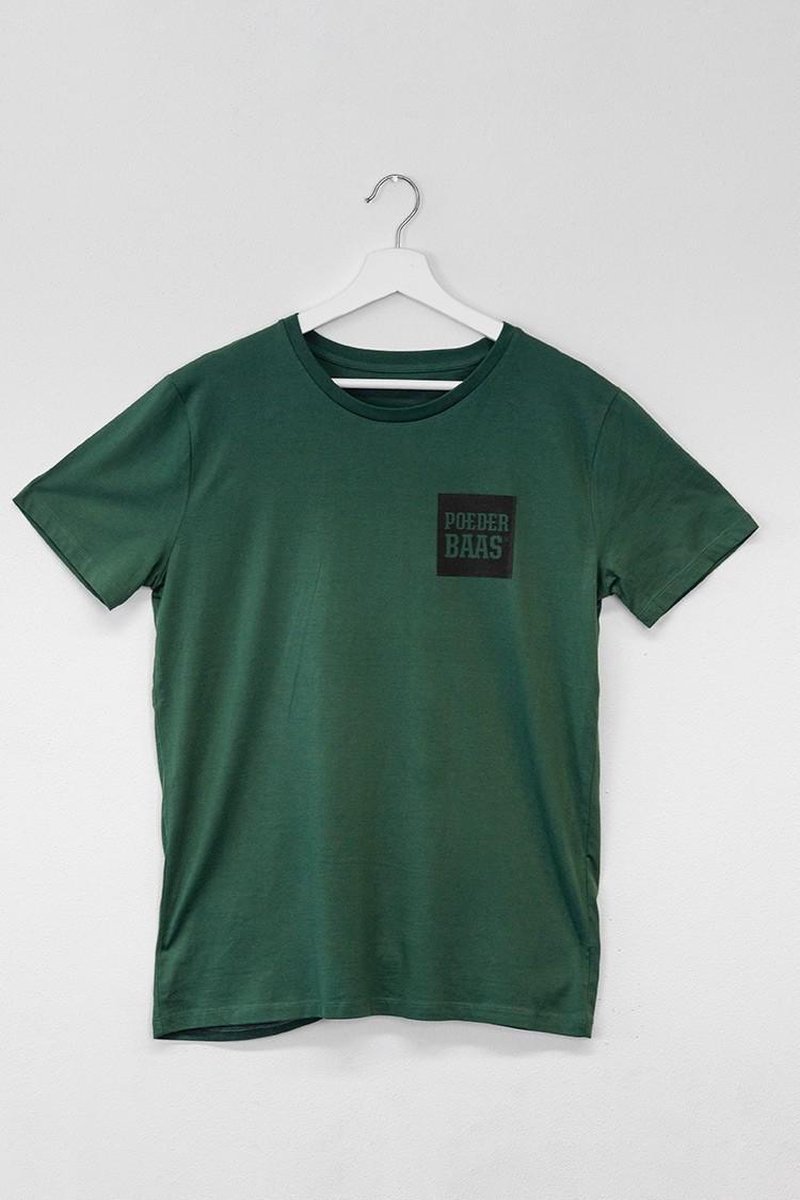 Poederbaas Sportshirt T-shirt groen met zwarte opdruk - Katoen Donker groen  - XL | bol.com