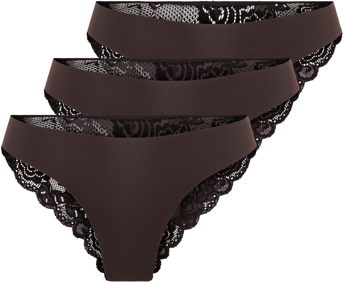 Only ONLCHLOE LACE BRAZIL 3-PACK NOOS ACC - Dames - Shapewear Black Coffee