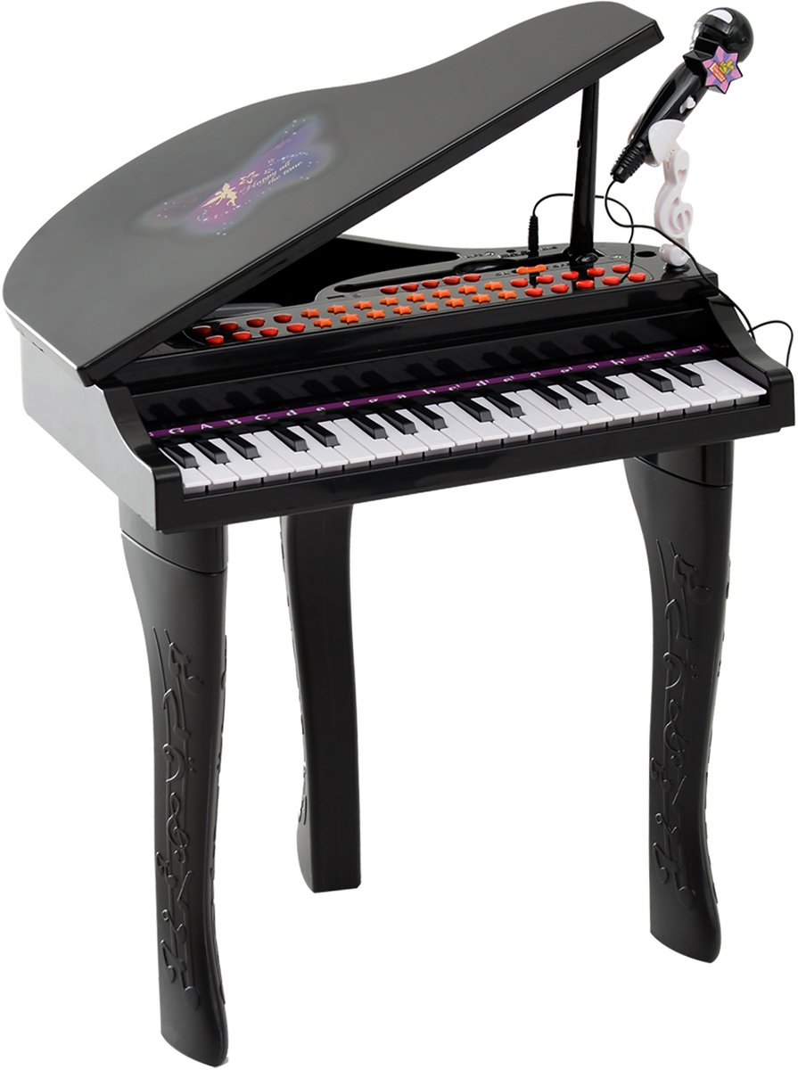 HOMCOM-Kids Electronic Keyboard-Bois-48x39x69cm-Noir