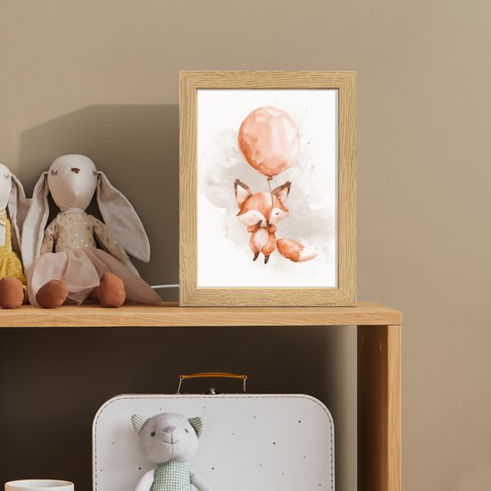 Nachtlampje 15x20 cm - Kinder lamp - Vos - Pastel kleuren - Dier - Tafellamp kinderkamer - Slaapkamer lamp - Bedlamp kinderen - Kinderlampje stopcontact - Wandlamp babykamer - Nachtlampjes van Walplus — afbeelding 3