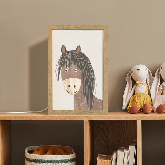 Nachtlampje 20x30 cm - Kinder lamp - Paard - Dier - Pastel kleuren - Paarden - Tafellamp kinderkamer - Slaapkamer lamp - Bedlamp kinderen - Kinderlampje stopcontact - Wandlamp babykamer - Nachtlampjes van Merkloos — afbeelding 3