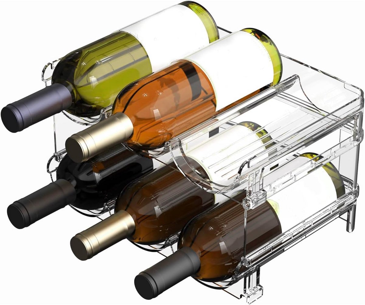 Stapelbare Flessenorganizer voor Koelkast en Kast - Antislip & Transparant - Set van 2
