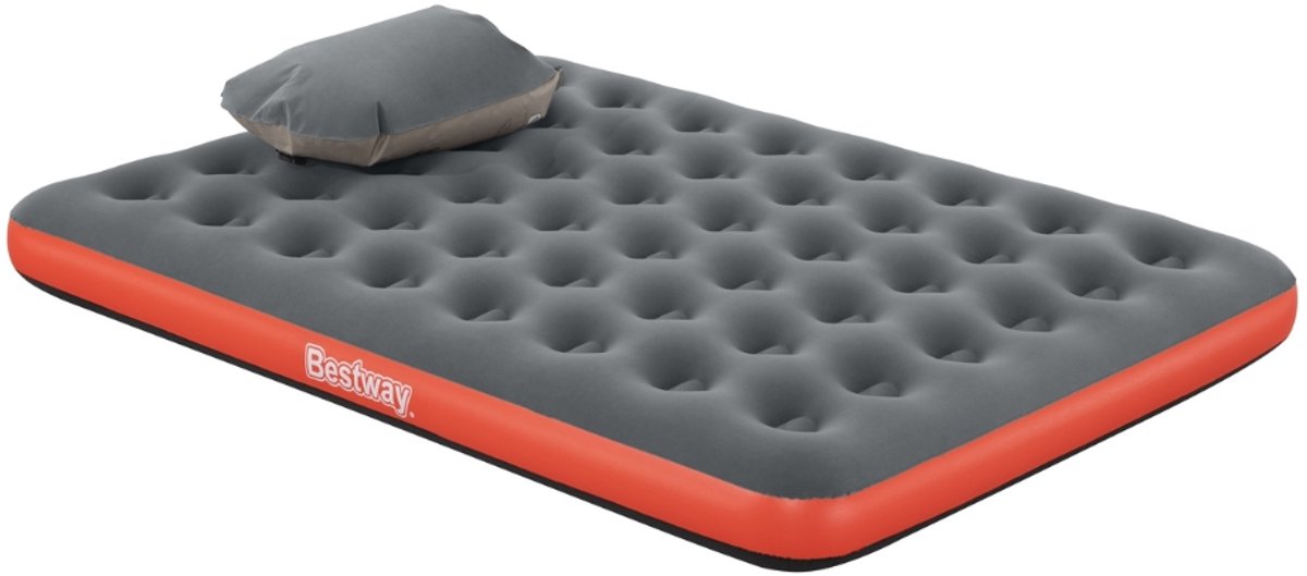 Bestway – Luchtbed – 2-Persoons – 152×203×22 cm – Grijs/Oranje – Incl. 3-in-1 Opbergtas - 2-persoons Luchtbed - Campingbed - Buitenbed - Logebed - Luchtbed Camping