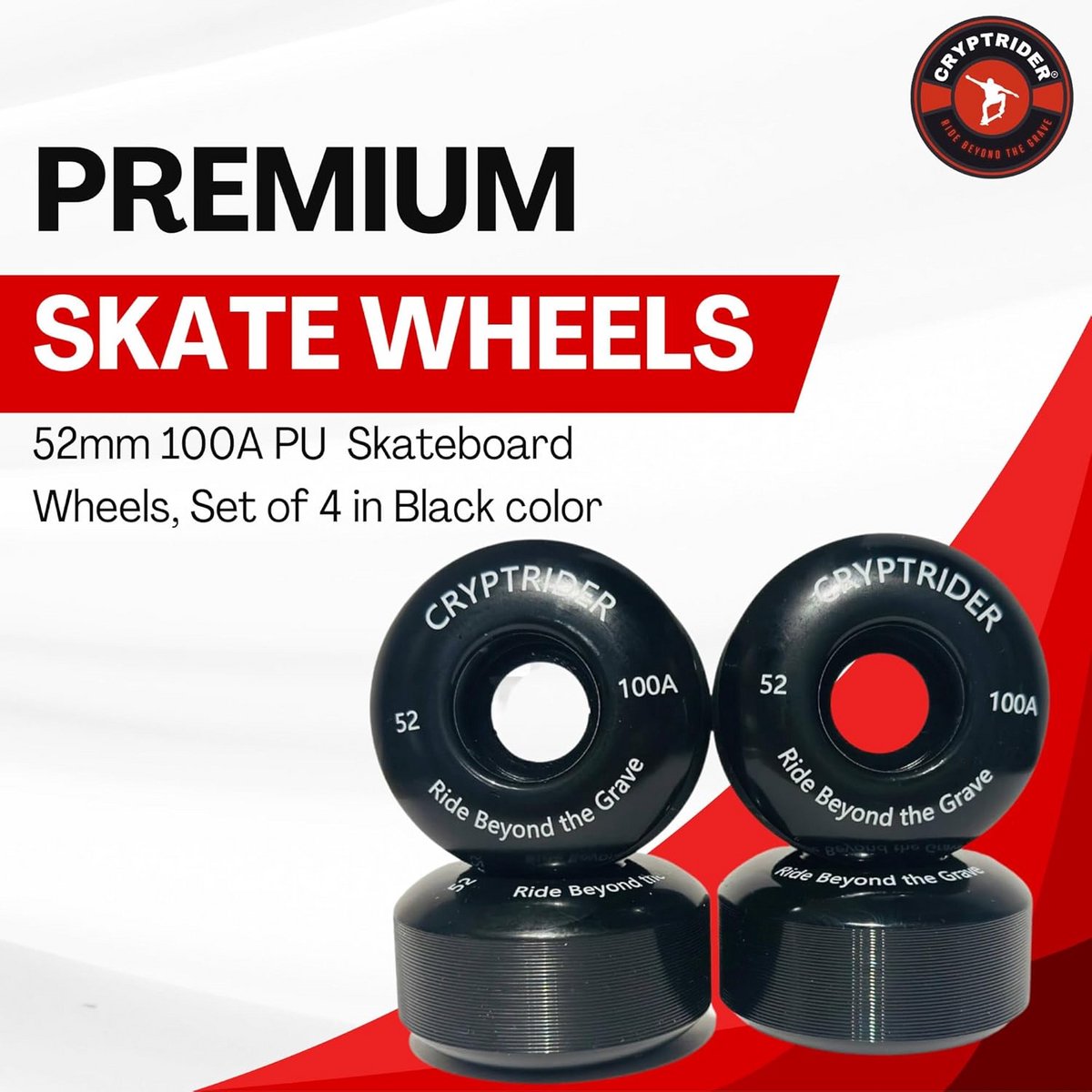 Set van 4 Skateboard Wielen 52mm 100A PU Hardheid Voor Straat & Park