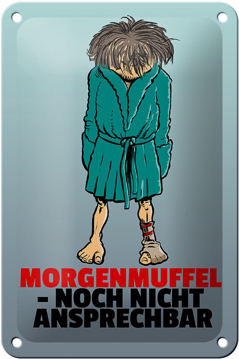 Blechschild Spruch 12x18cm Morgenmuffel noch nicht ansprechbar
