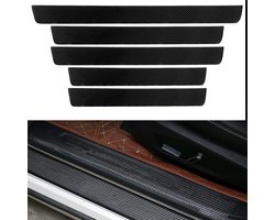 Auto Dorpelbescherming Set van 5 - Carbon Look - Beschermfolie Auto - Anti Kras - Bumperbescherming - Slijtvast - Kofferruimte - Sterke Folie