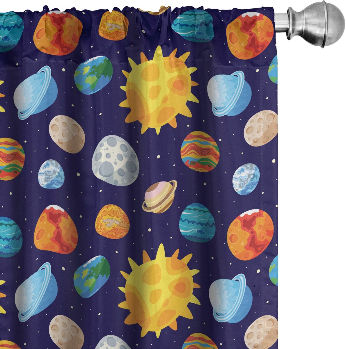 ABAKUHAUS Ruimte gordijnen 2x75x245 cm – Indigo en Multicolor – Digitaal bedrukt