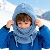 AYPOW Babymuts, wintermuts, bivakmuts voor 1-6 jaar, multifunctionele thermische winddichte gebreide muts, sjaalmuts voor meisjes en jongens, peuters, fleece gevoerde bivakmuts, capuchon voor buiten