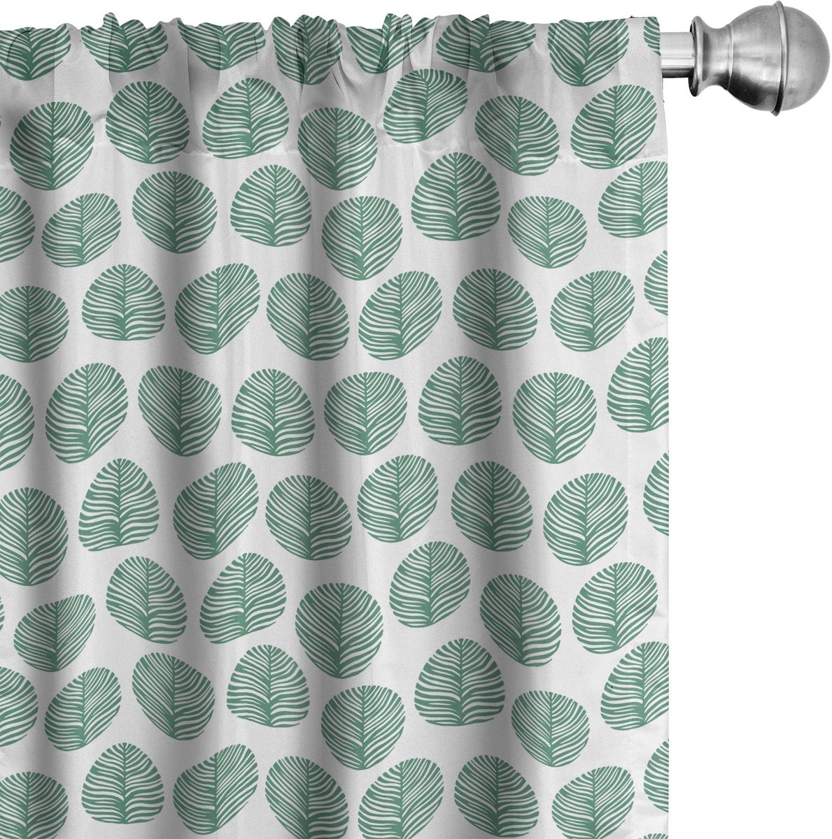 ABAKUHAUS Gordijnen 2x75x175 Bosgroen/Wit – Monochroom bladeren Bosgroen en wit