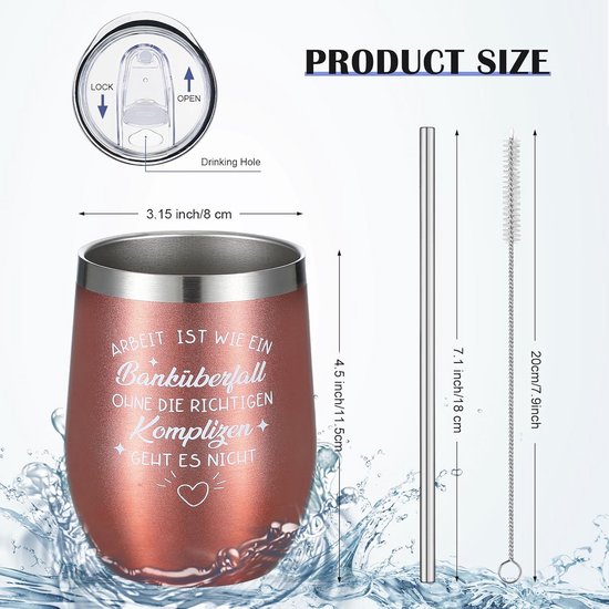 40 oz Tumbler beker met rietje – Roestvrijstaal