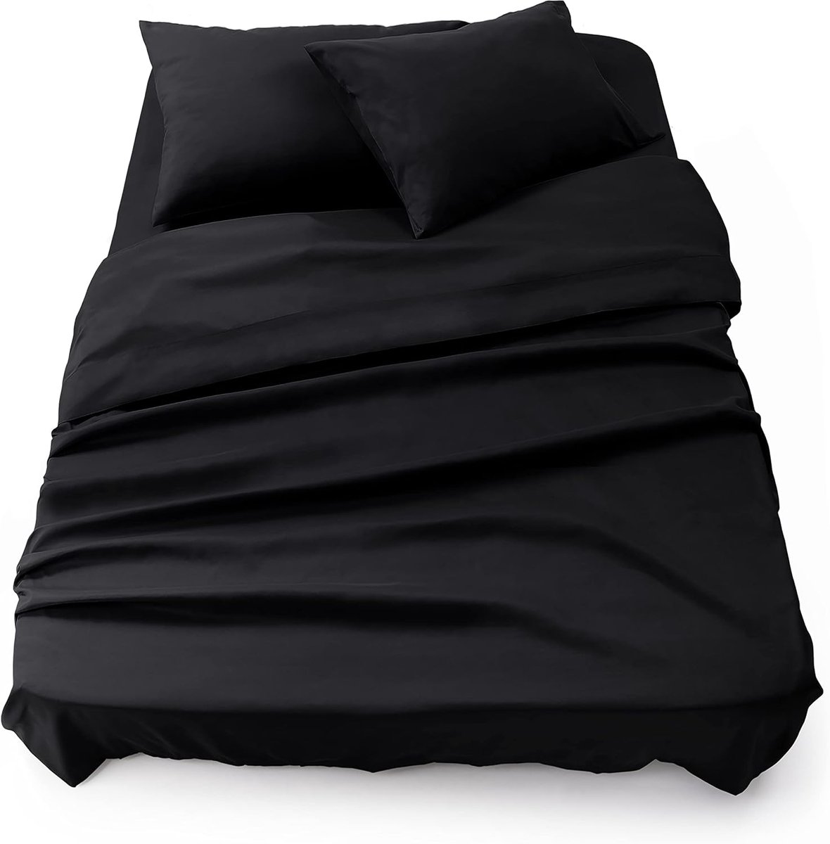 Famanu Bedlaken set 3-delig, microvezel easy care, hoeslaken 180x200 + dekbedovertrek 280x275 + 2 kussenslopen – Zwart