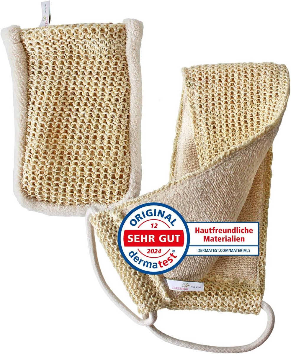 Sisal Massage Riem en Scrubhandschoen Set - Natte & Droge Massage