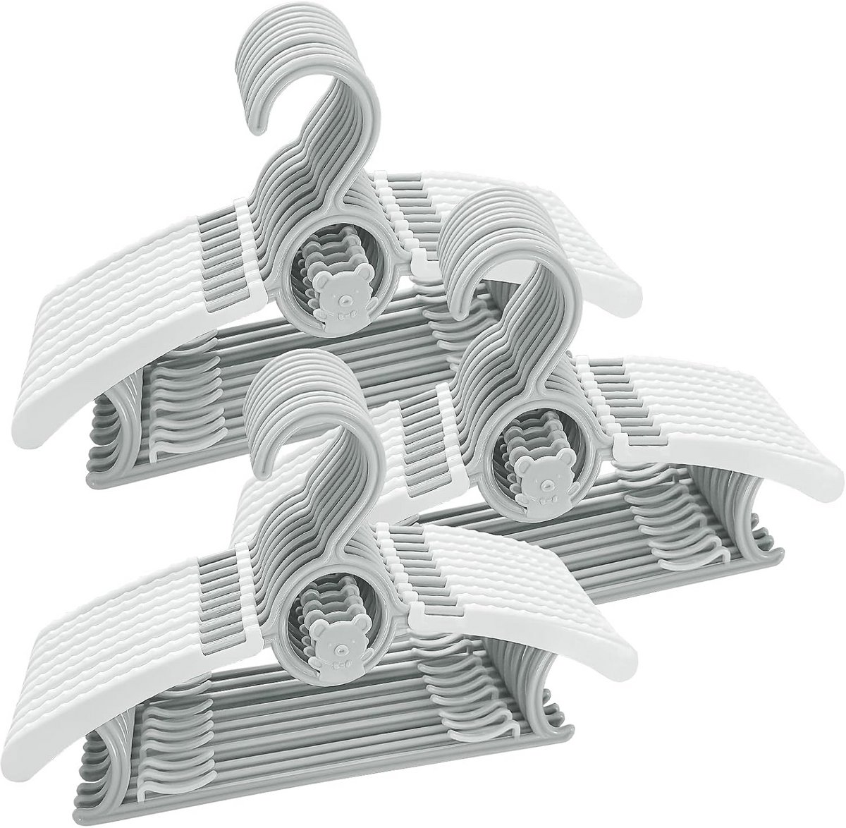 Set van 30 Verstelbare Antislip Kinderkleerhangers, Ruimtebesparend en Stapelbaar