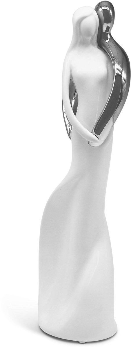 Ibenzoa Moderne zilverkleurige sculptuur van liefdevolle harmonie voor thuisdecoratie White and Silver