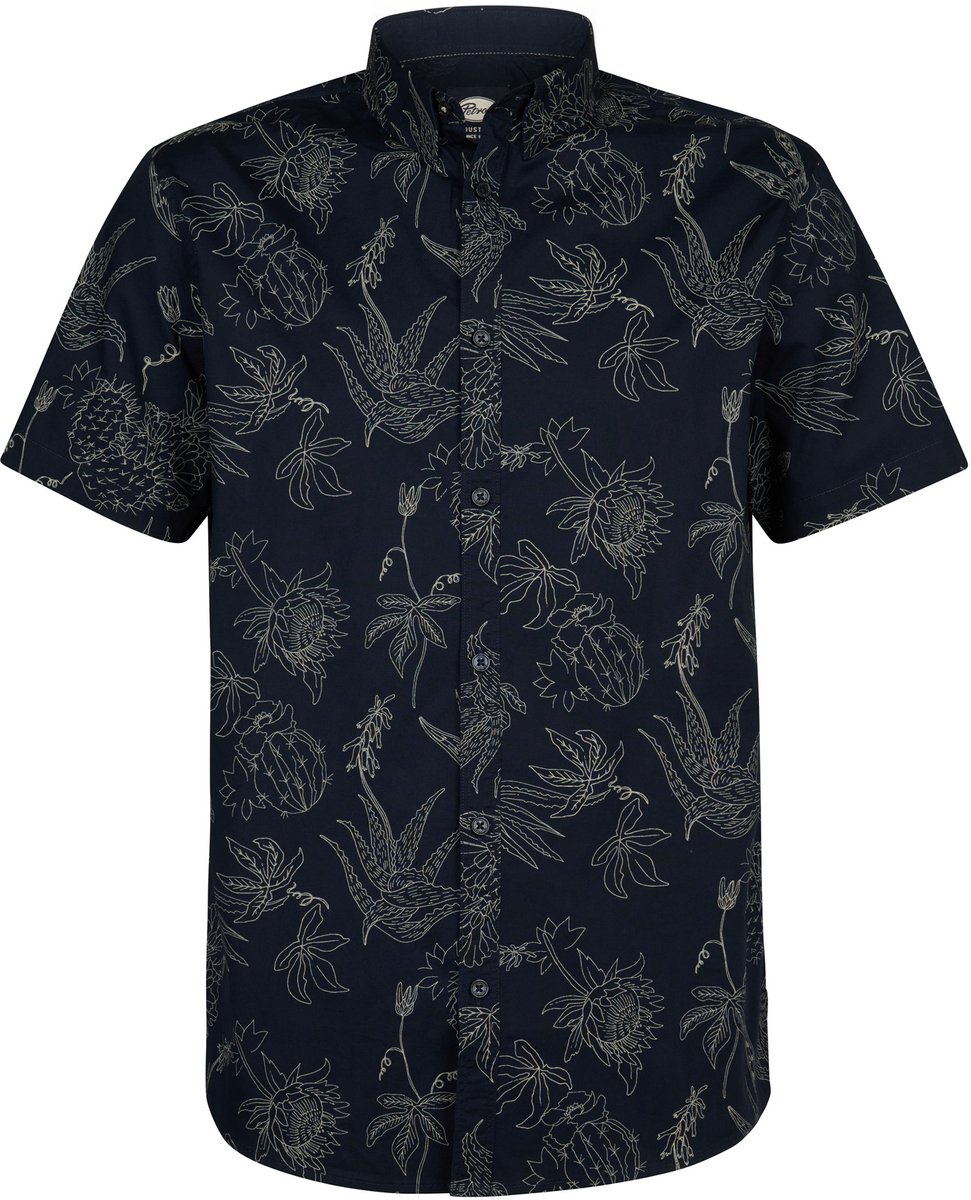 Petrol Industries - Heren All-over print overhemd Scout - Blauw - Maat M