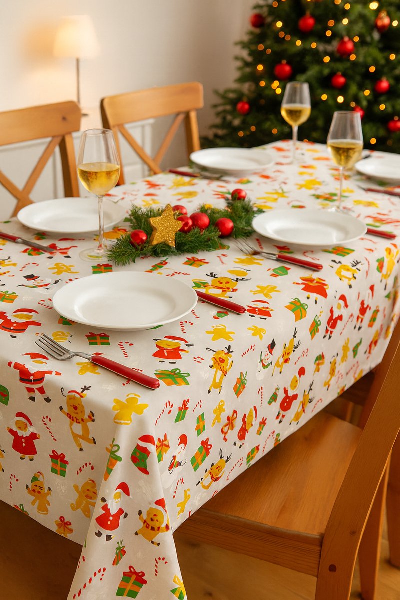 Kerst Tafelkleed Kunststof – Kinderen - 140 × 230 cm – Waterafstotend – Sfeervol & Praktisch